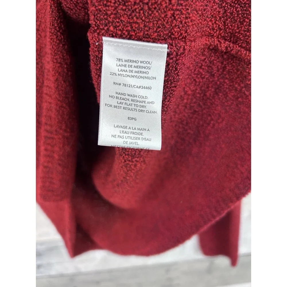 Eileen Fisher V Neck Wool Blend Sweater Size Large Red Classic Work Quiet Luxury
